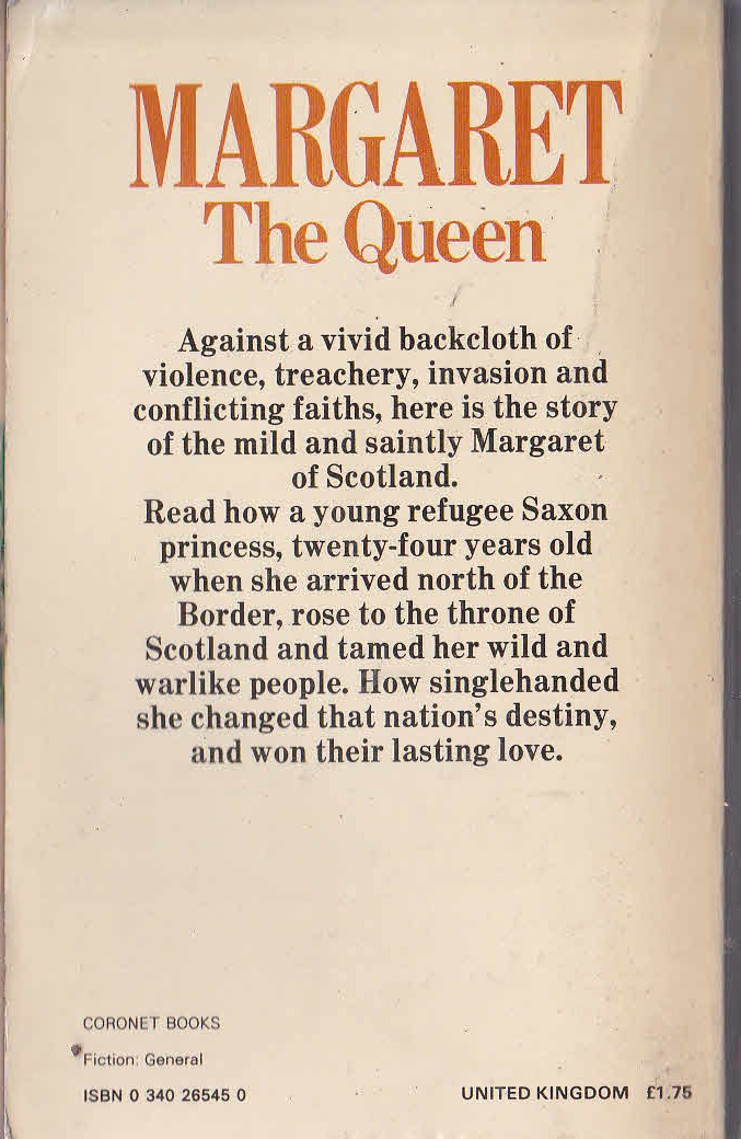 Nigel Tranter  MARGARET THE QUEEN magnified rear book cover image