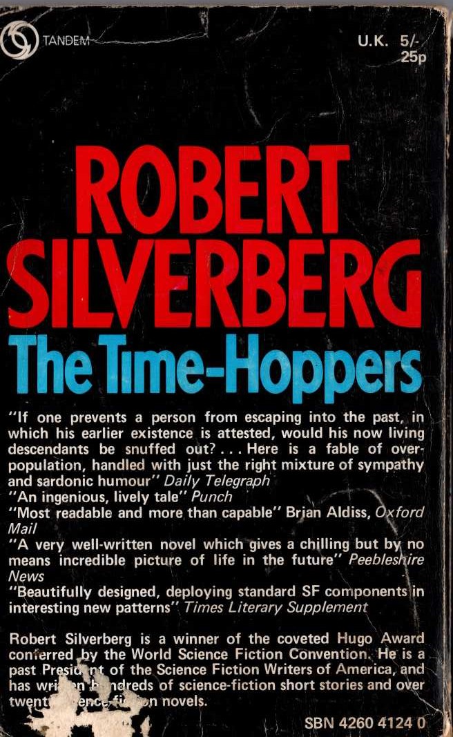 Robert Silverberg  THE TIME-HOPPERS magnified rear book cover image