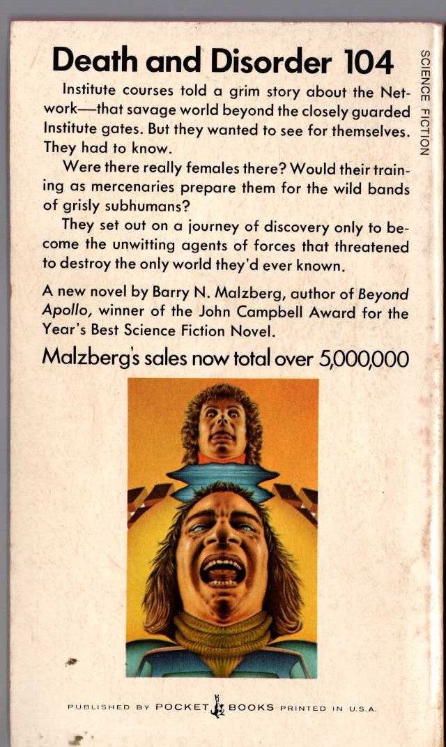 Barry Malzberg  THE SODOM AND GOMORRAH BUSINESS magnified rear book cover image