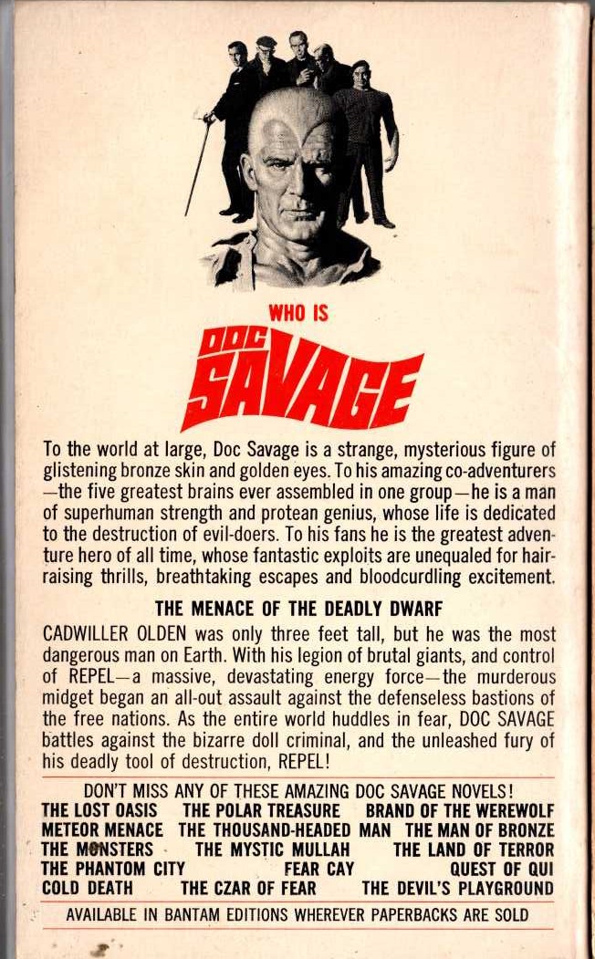 Kenneth Robeson  DOC SAVAGE: THE DEADLY DWARF magnified rear book cover image