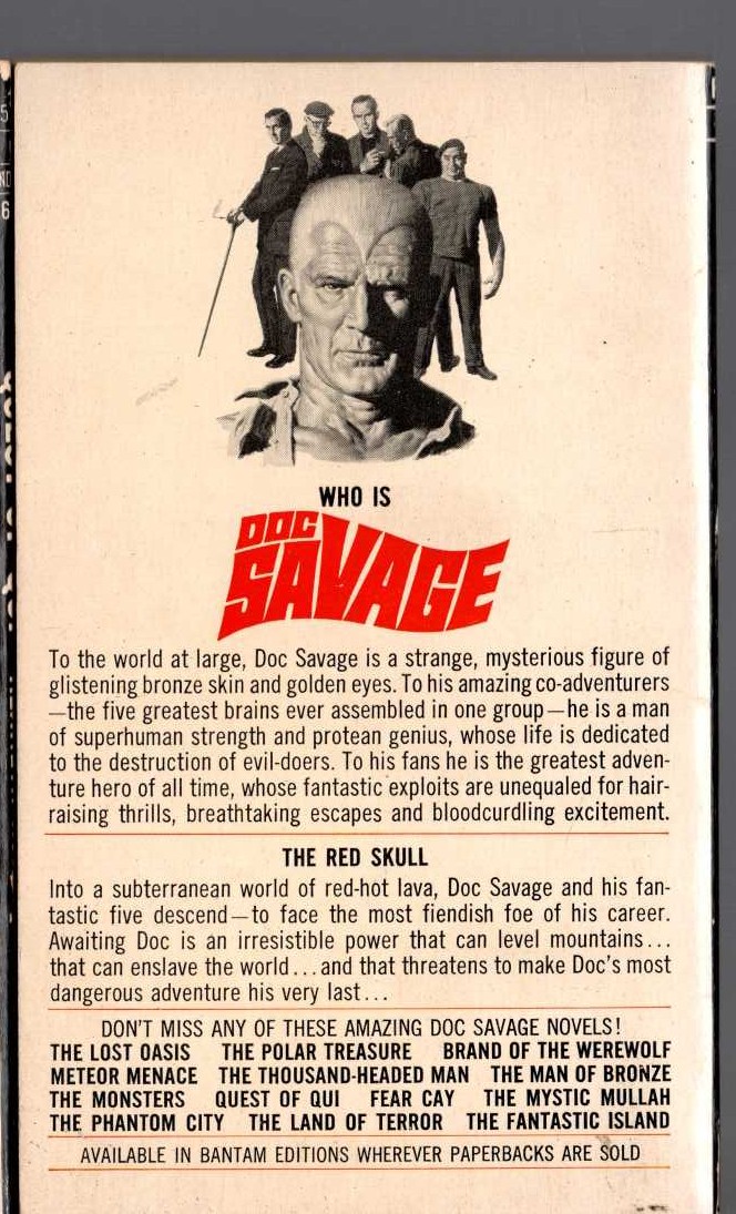 Kenneth Robeson  DOC SAVAGE: THE RED SKULL magnified rear book cover image