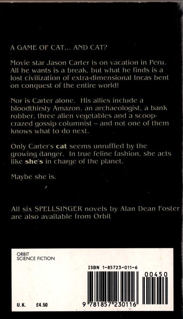 Alan Dean Foster  CAT-A-LYST magnified rear book cover image