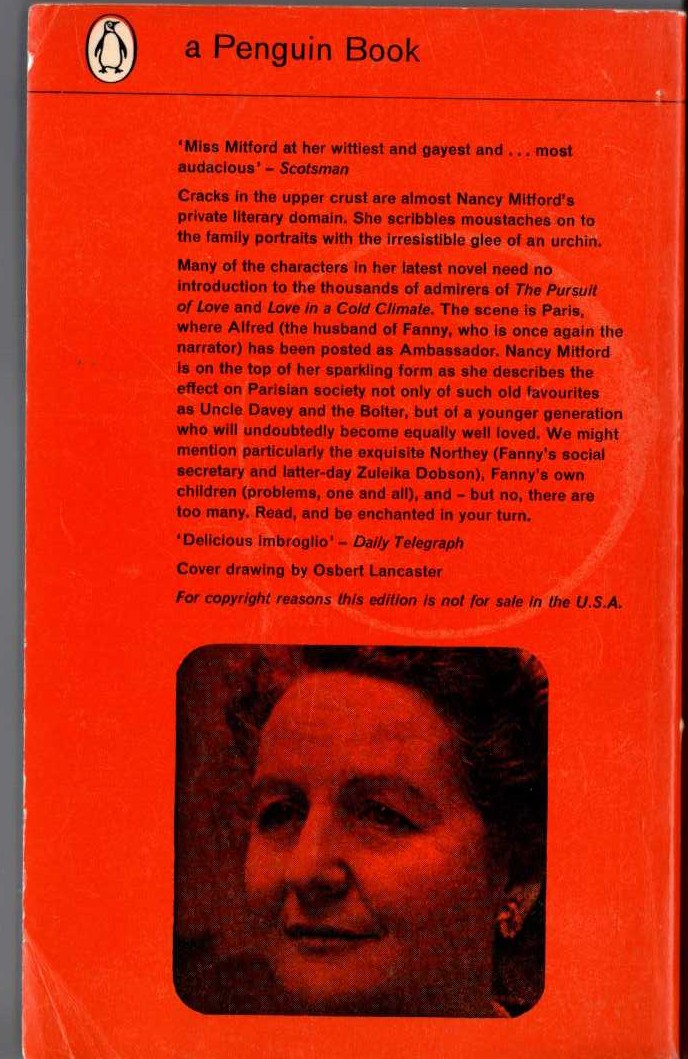 Nancy Mitford  DON'T TELL ALFRED magnified rear book cover image