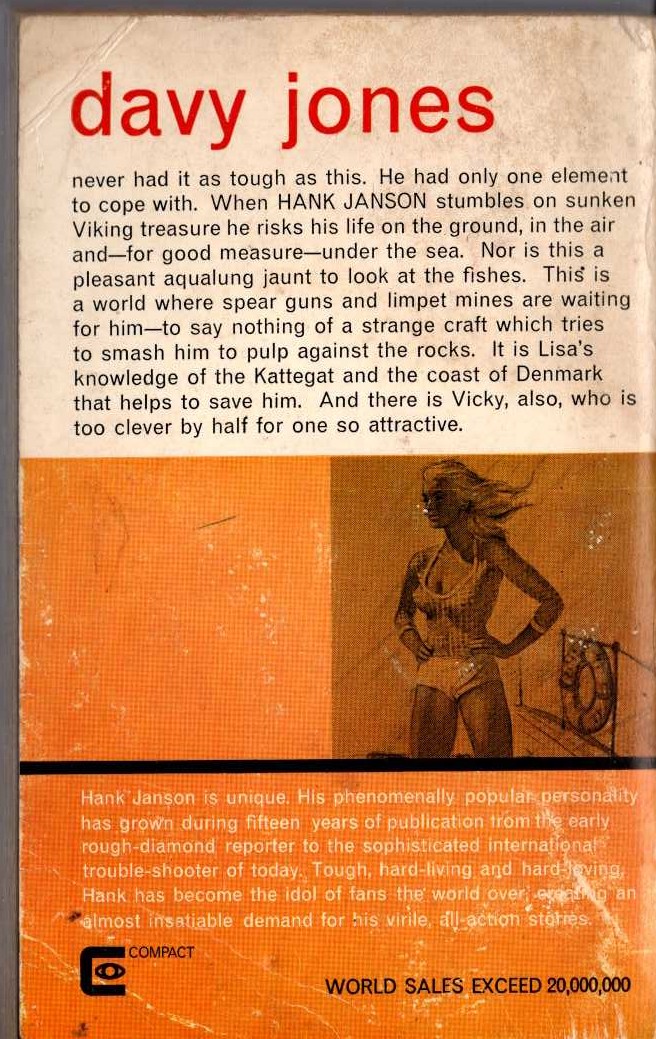 Hank Janson  THE DEVIL AND THE DEEP magnified rear book cover image