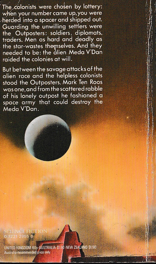 Gordon R. Dickson  THE OUTPOSTER magnified rear book cover image