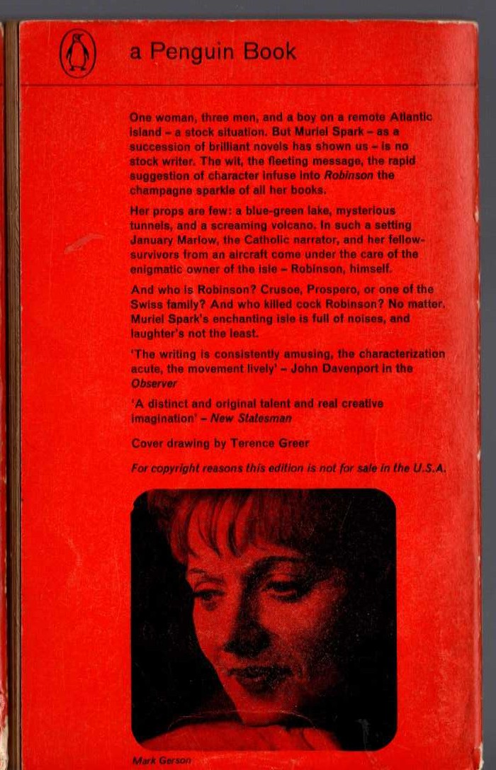 Muriel Spark  ROBINSON magnified rear book cover image