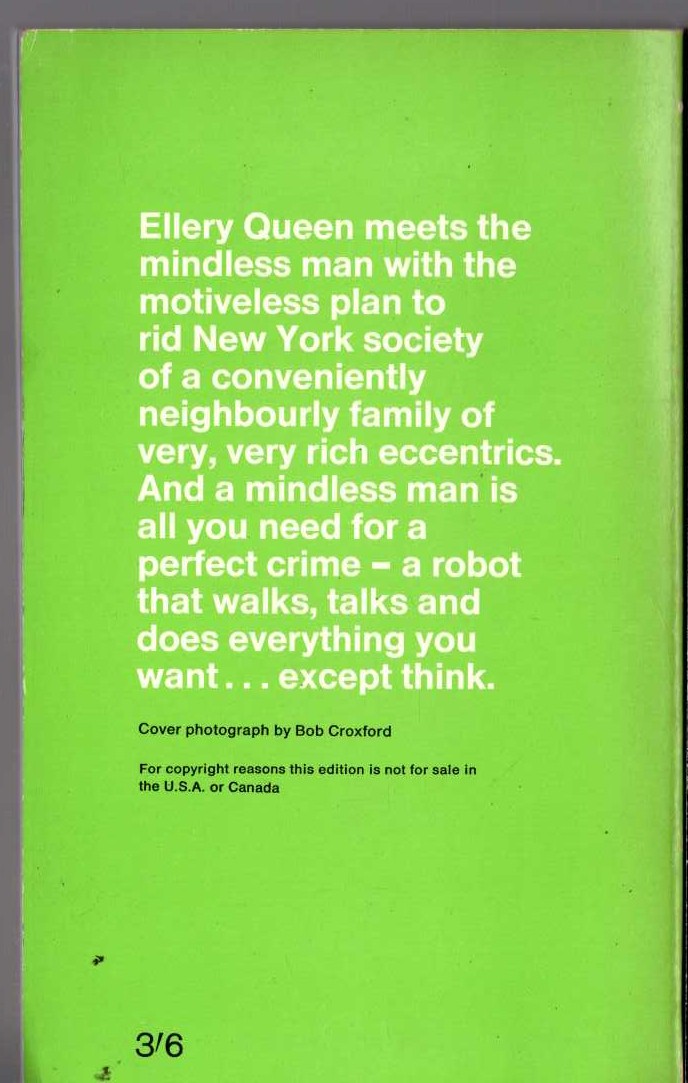 Ellery Queen  THE PLAYER OF THE OTHER SIDE magnified rear book cover image