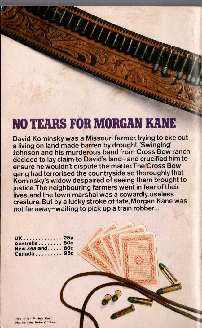 Louis Masterson  NO TEARS FOR MORGAN KANE magnified rear book cover image