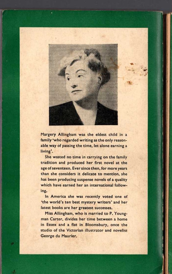 Margery Allingham  TAKE TWO AT BEDTIME magnified rear book cover image