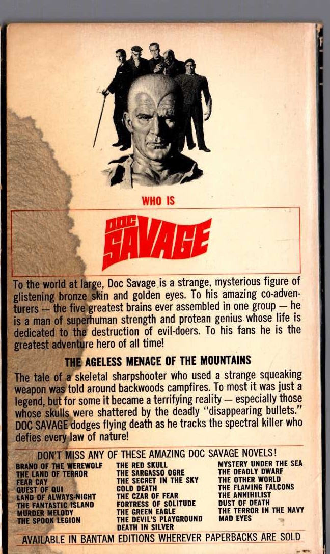 Kenneth Robeson  DOC SAVAGE: THE SQUEAKING GOBIN magnified rear book cover image