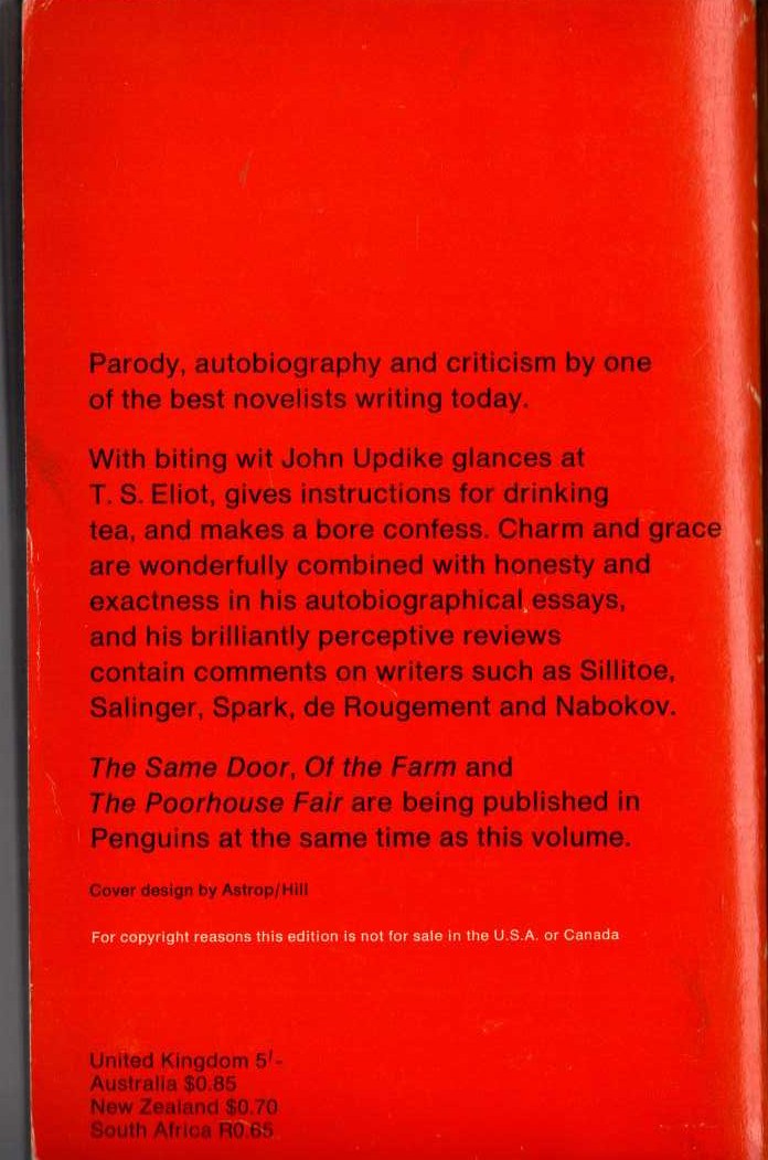 John Updike  ASSORTED PROSE magnified rear book cover image