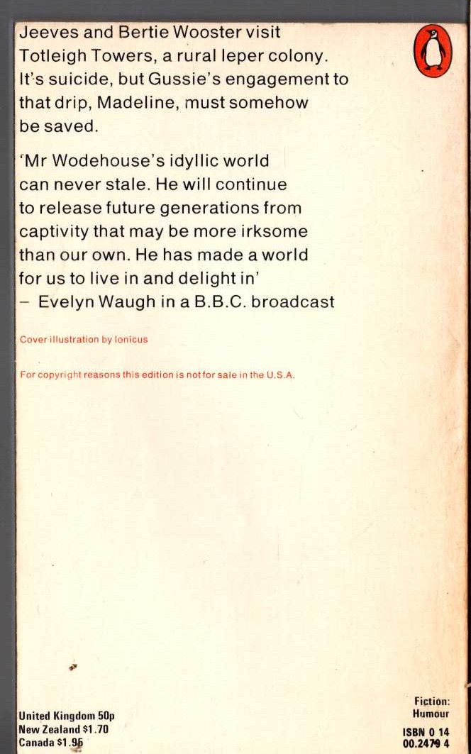 P.G. Wodehouse  STIFF UPPER LIP, JEEVES magnified rear book cover image