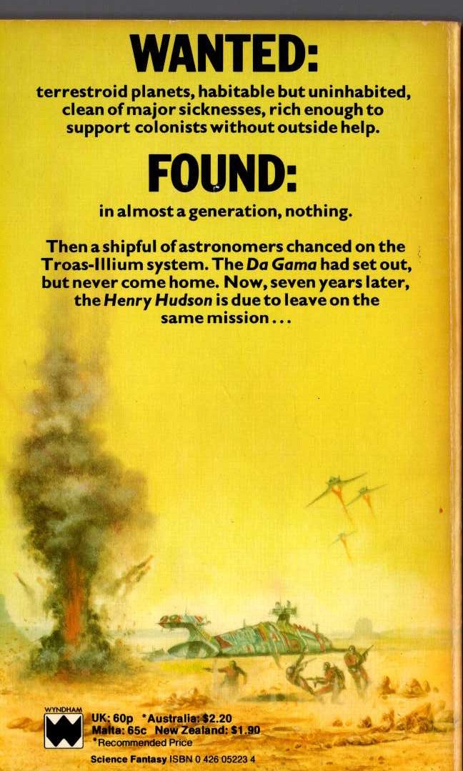 Poul Anderson  PLANET OF NO RETURN magnified rear book cover image