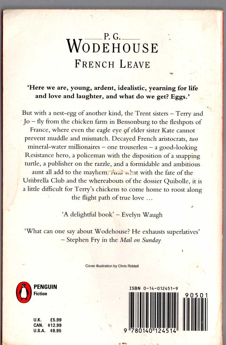 P.G. Wodehouse  FRENCH LEAVE magnified rear book cover image