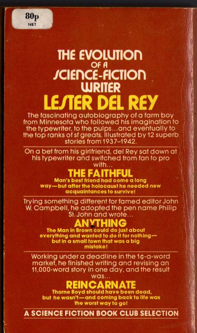 Lester del Rey  THE EARLY DEL REY (Volume 1) magnified rear book cover image