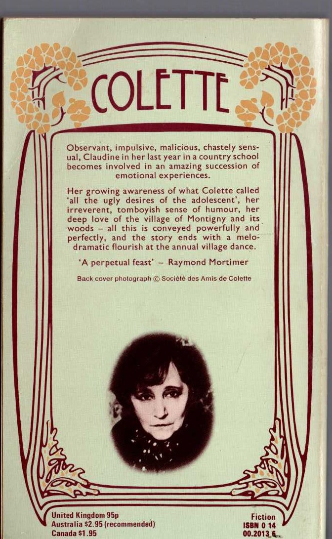 Colette   CLAUDINE AT SCHOOL magnified rear book cover image