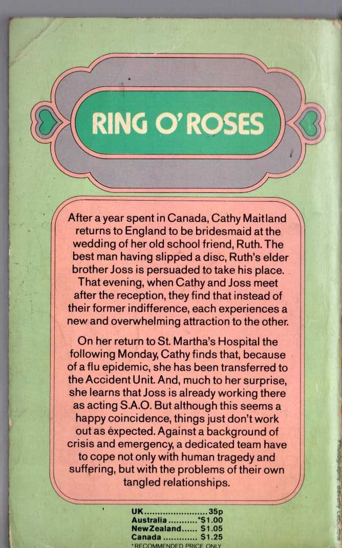 Lucilla Andrews  RING O' ROSES magnified rear book cover image