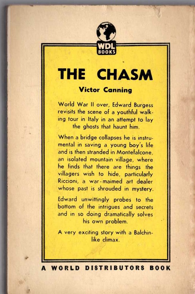 Victor Canning  THE CHASM magnified rear book cover image