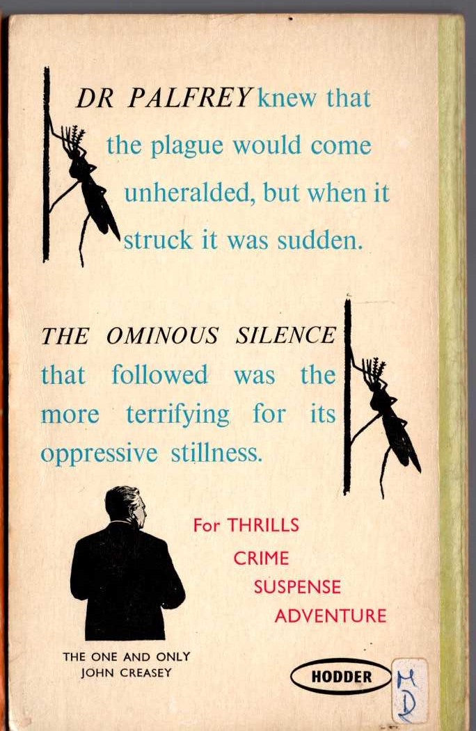 John Creasey  THE PLAGUE OF SILENCE (Dr.Palfrey) magnified rear book cover image