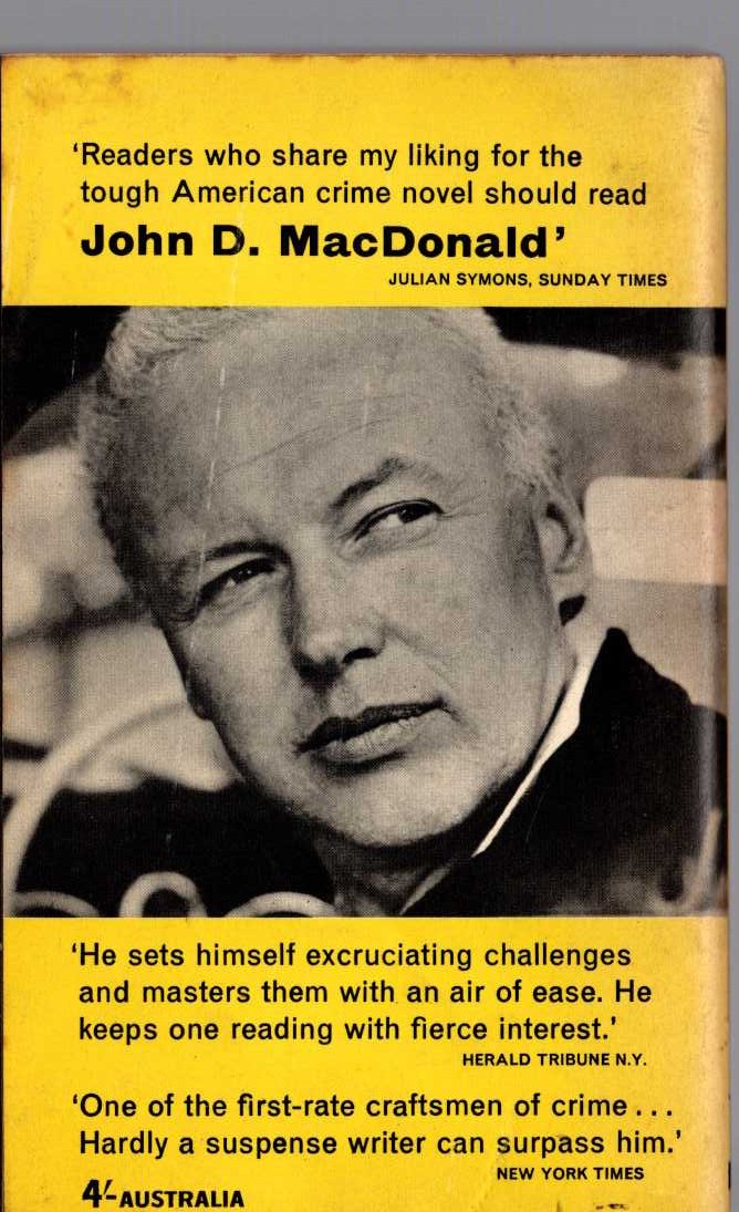 John D. MacDonald  DEATH TRAP magnified rear book cover image