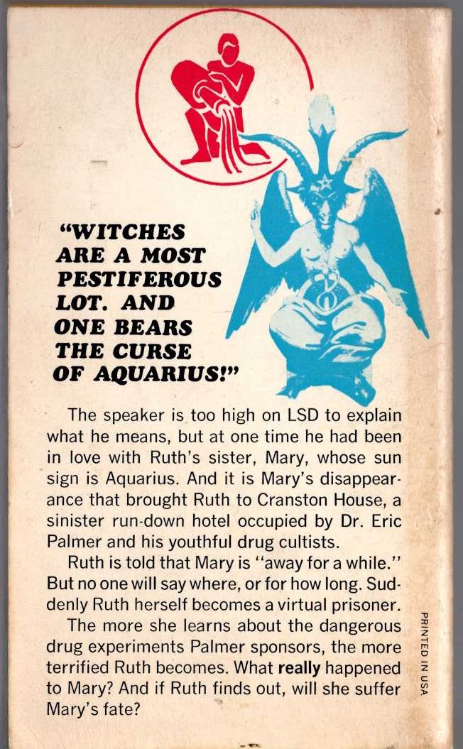 Marilyn Ross  THE AQUARIUS CURSE magnified rear book cover image