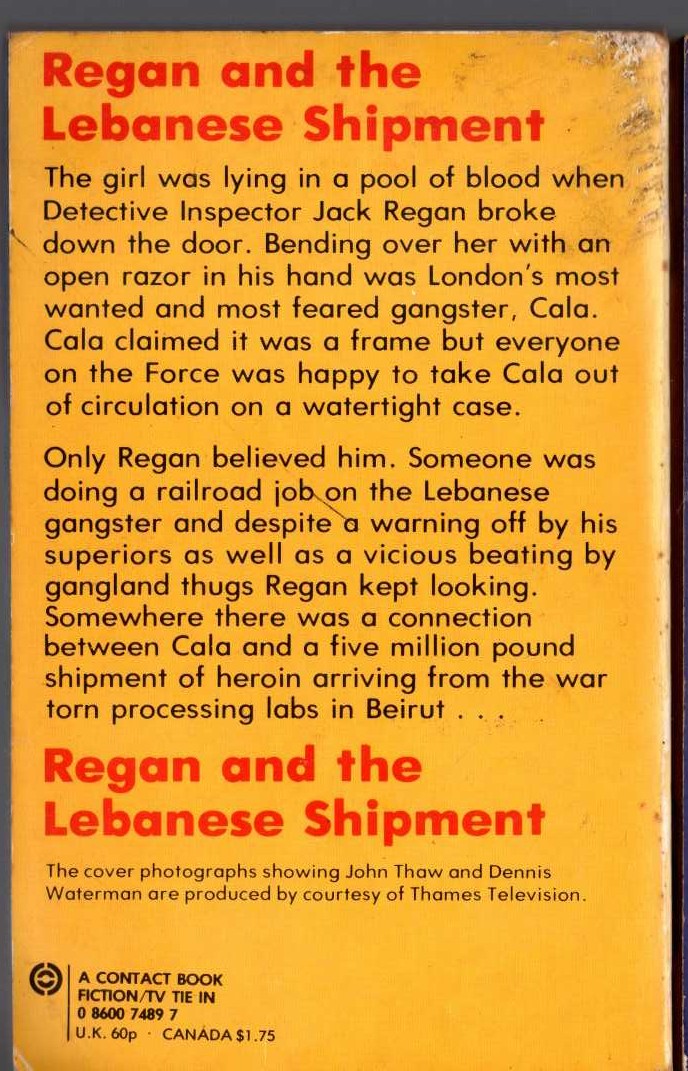 Joe Balham  THE SWEENEY: REGAN AND THE LEBANESE SHIPMENT magnified rear book cover image