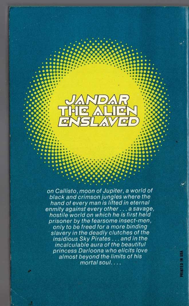 Lin Carter  JANDAR OF CALLISTO magnified rear book cover image