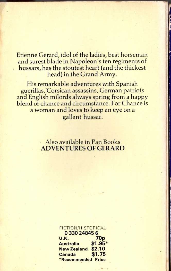 Sir Arthur Conan Doyle  THE EXPLOITS OF BRIGADIER GERARD magnified rear book cover image