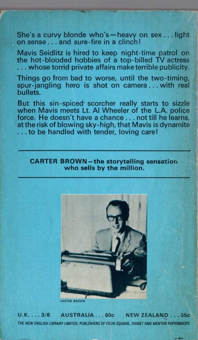 Carter Brown  LAMENT FOR A LOUSY LOVER magnified rear book cover image