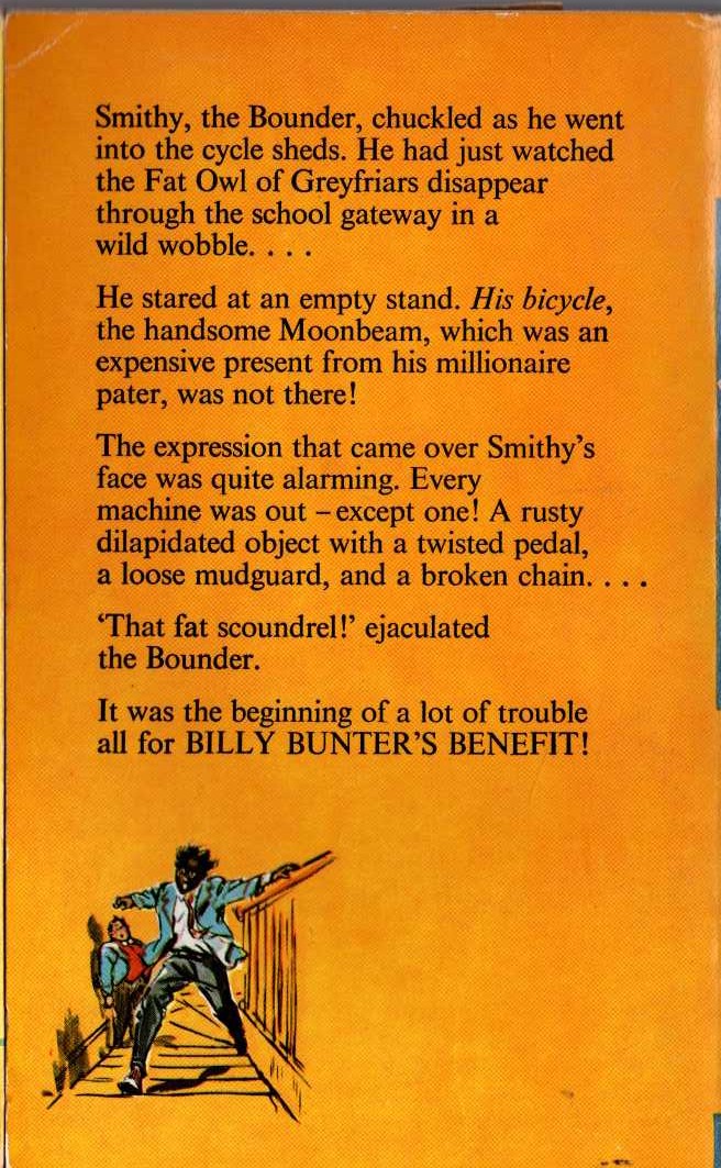 Frank Richards  BILLY BUNTER'S BENEFIT magnified rear book cover image