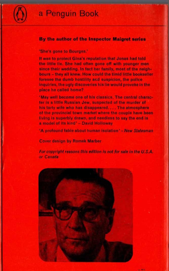 Georges Simenon  THE LITTLE MAN FROM ARCHANGEL magnified rear book cover image