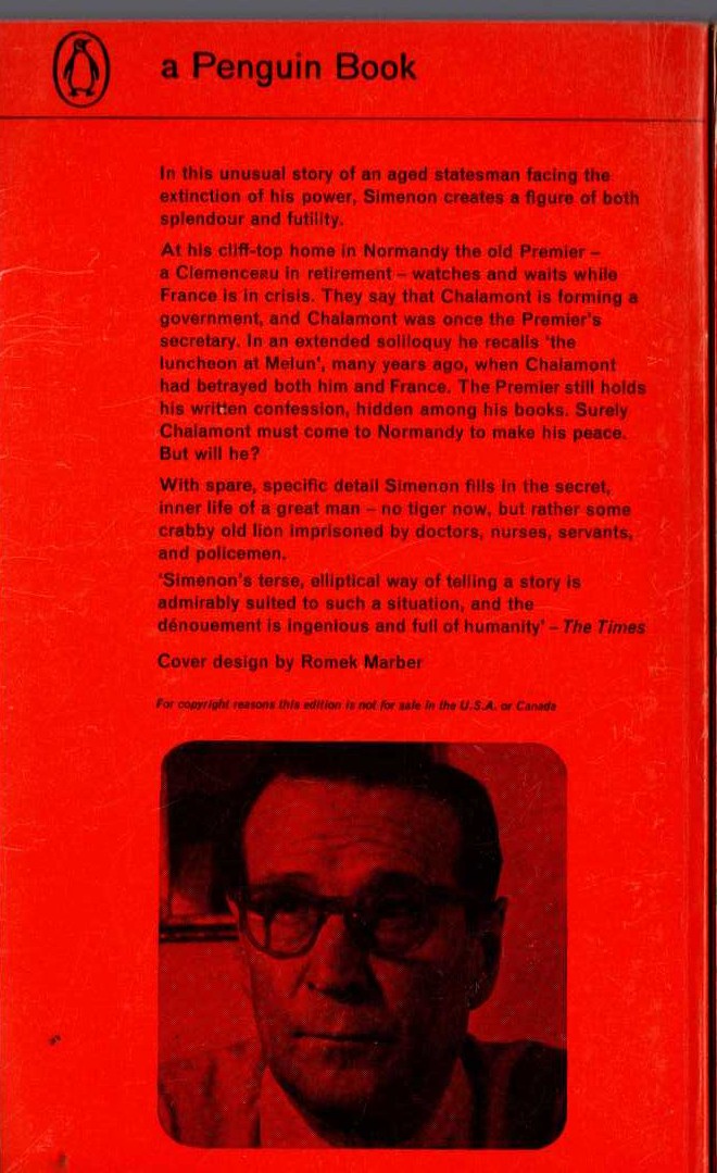 Georges Simenon  THE PREMIER magnified rear book cover image