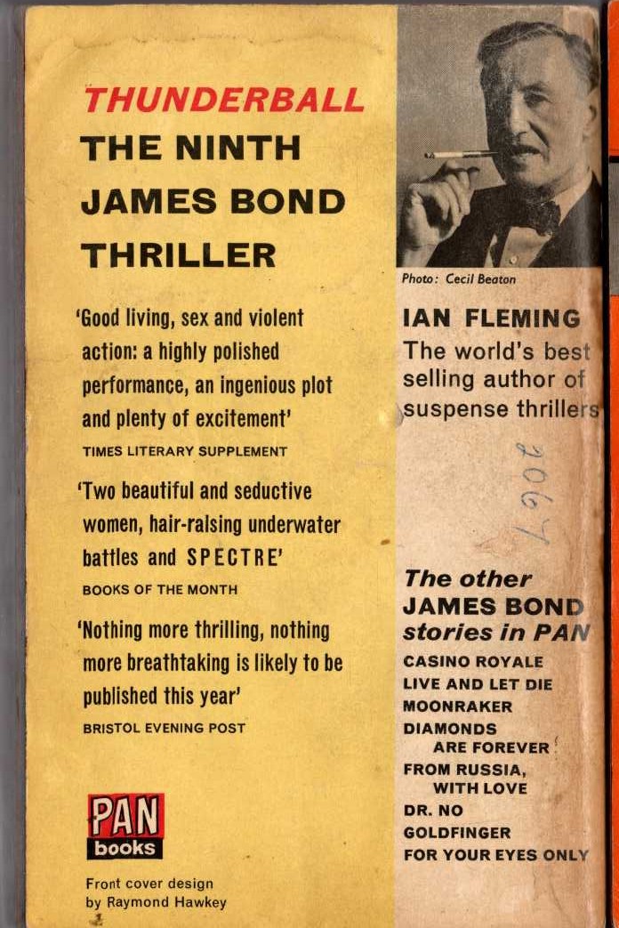 Joan Fleming  THUNDERBALL magnified rear book cover image