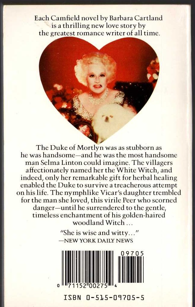 Barbara Cartland  THE HERB FOR HAPPINESS magnified rear book cover image