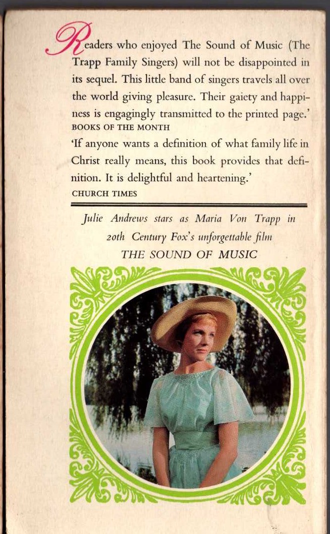 Maria von Trapp  THE TRAPP FAMILY ON WHEELS magnified rear book cover image