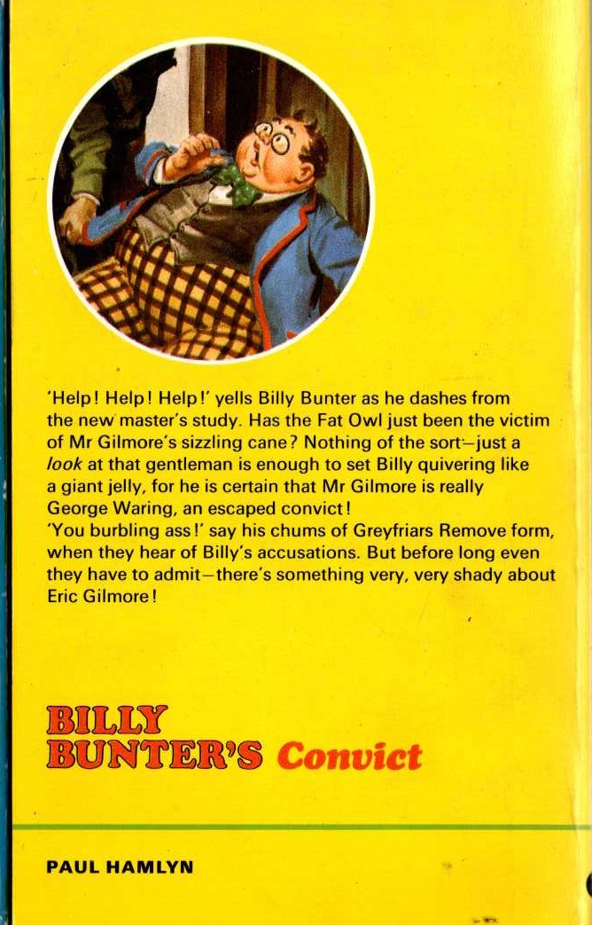 Frank Richards  BILLY BUNTER'S CONVICT magnified rear book cover image