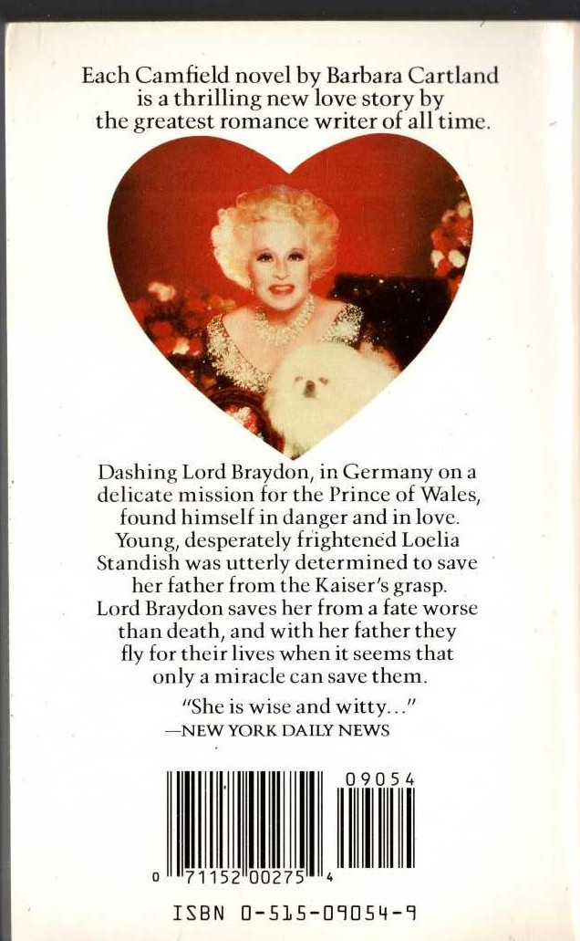 Barbara Cartland  BEWILDERED IN BERLIN magnified rear book cover image