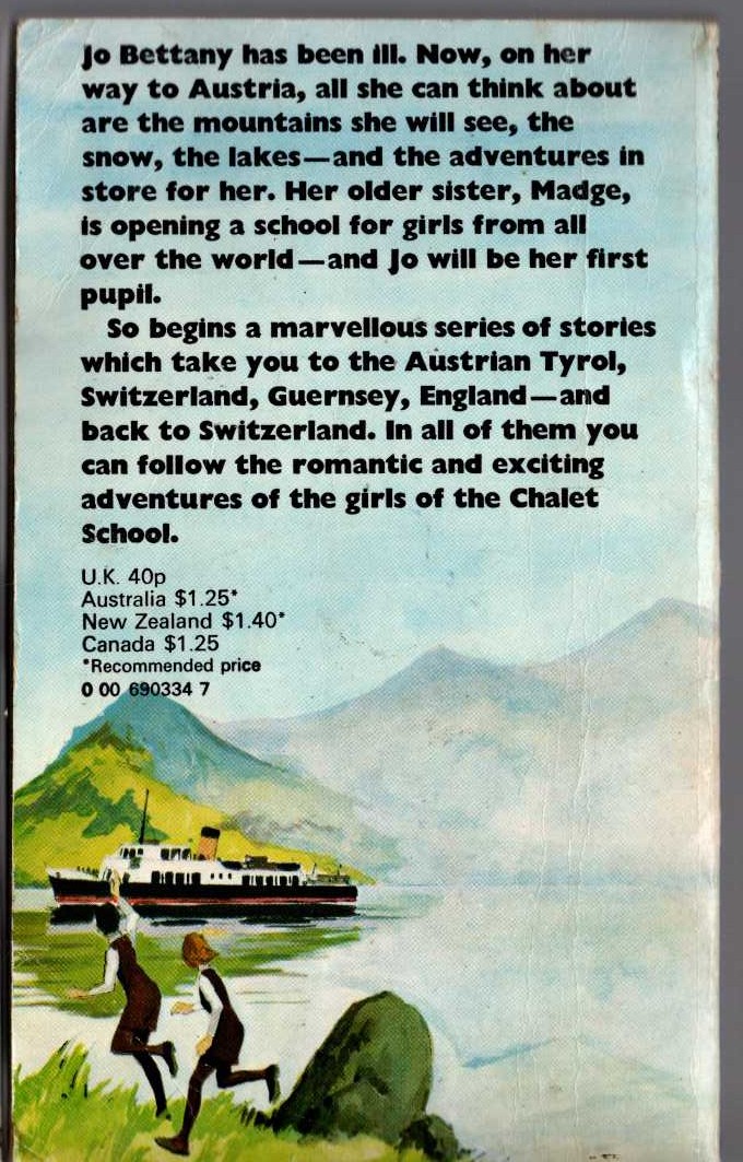 Elinor M. Brent-Dyer  THE SCHOOL AT THE CHALET magnified rear book cover image