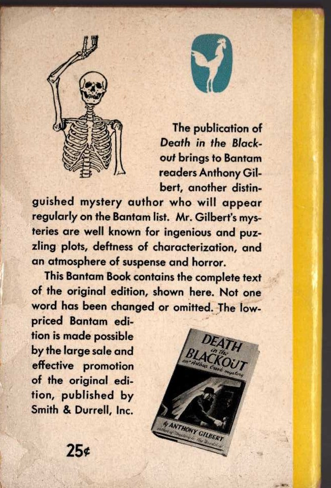 Michael Gilbert  DEATH IN THE BLACKOUT magnified rear book cover image