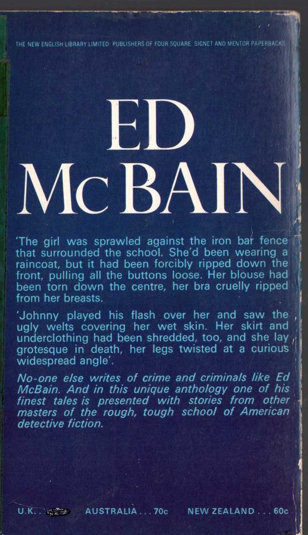 Ed McBain  HOMICIDE DEPARTMENT magnified rear book cover image