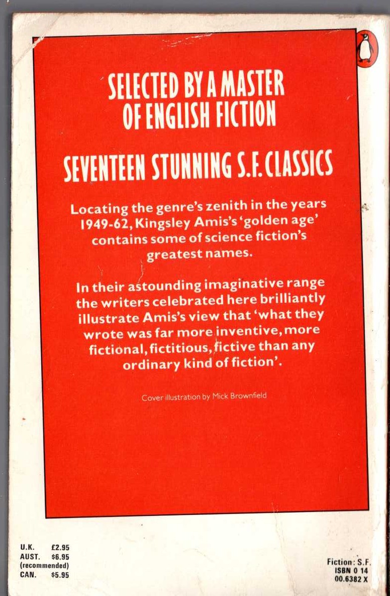 Kingsley Amis (selects_and_introduces) THE GOLDEN AGE OF SCIENCE FICTION. An Anthology magnified rear book cover image