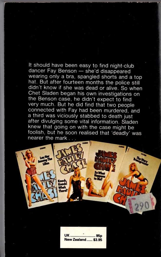 James Hadley Chase  SAFER DEAD magnified rear book cover image