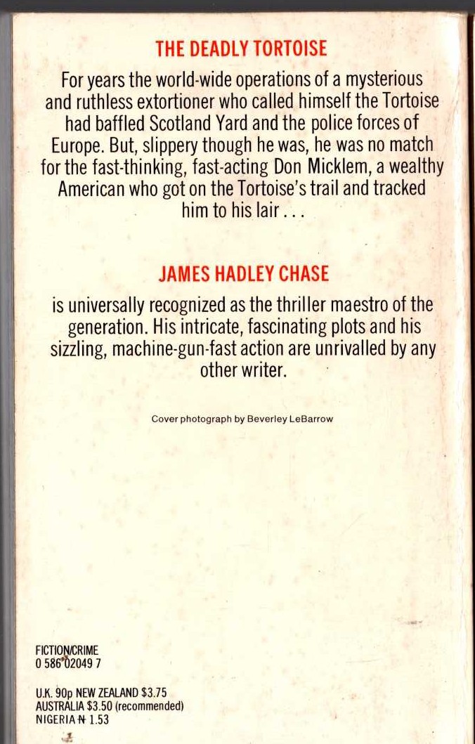 James Hadley Chase  MISSION TO SIENA magnified rear book cover image