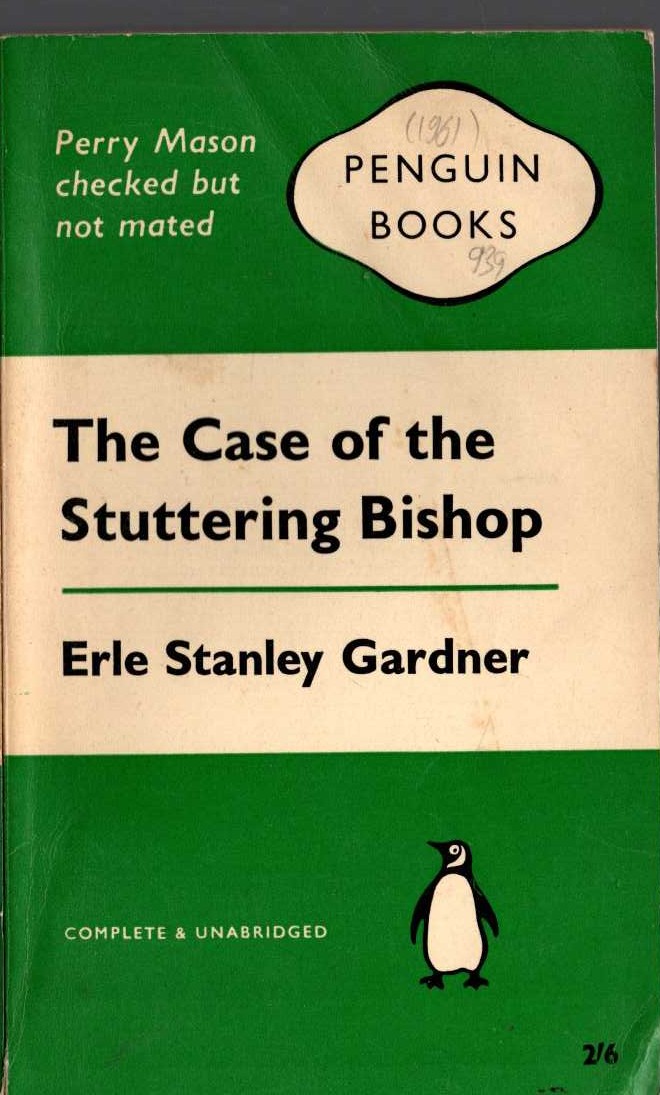 Erle Stanley Gardner  THE CASE OF THE STUTTERING BISHOP front book cover image