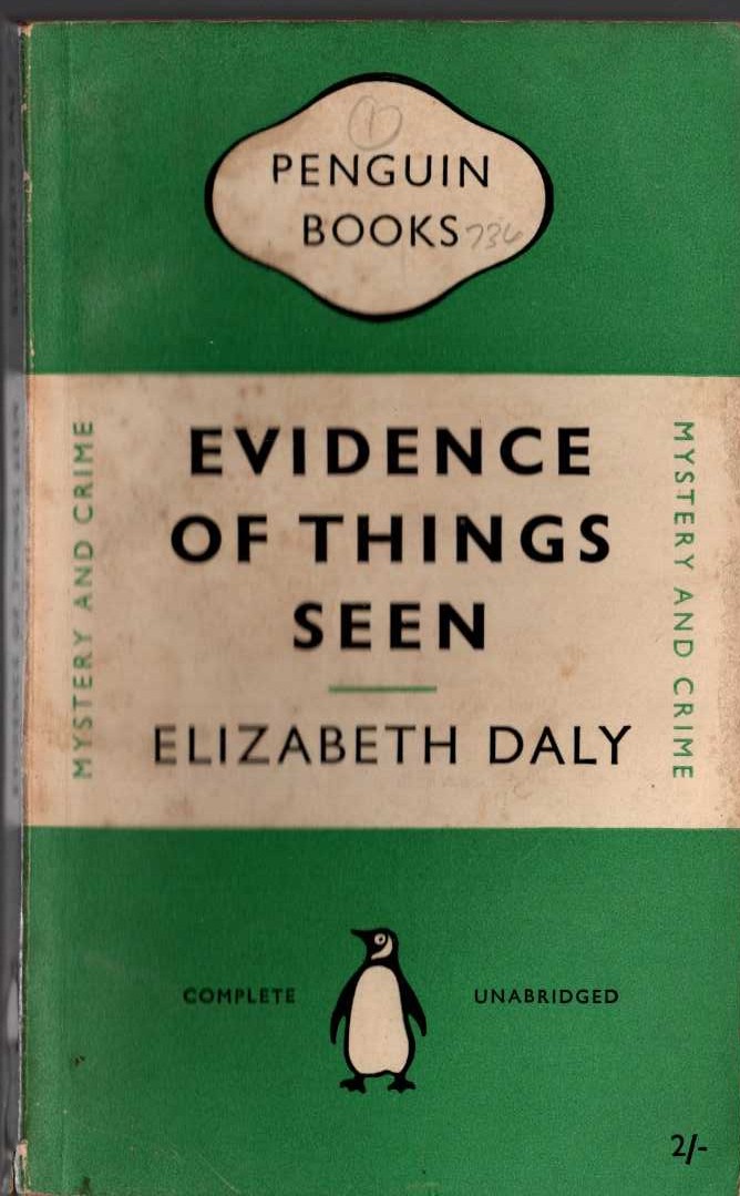 Elizabeth Daly  EVIDENCE OF THINGS SEEN front book cover image