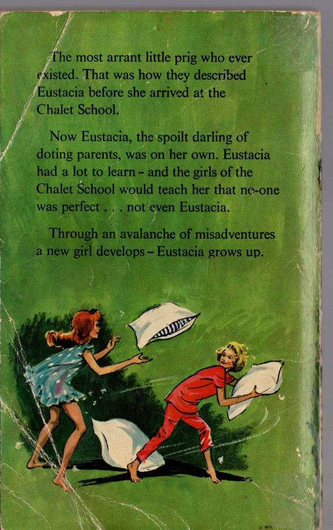 Elinor M. Brent-Dyer  EUSTACIA GOES TO THE CHALET SCHOOL magnified rear book cover image