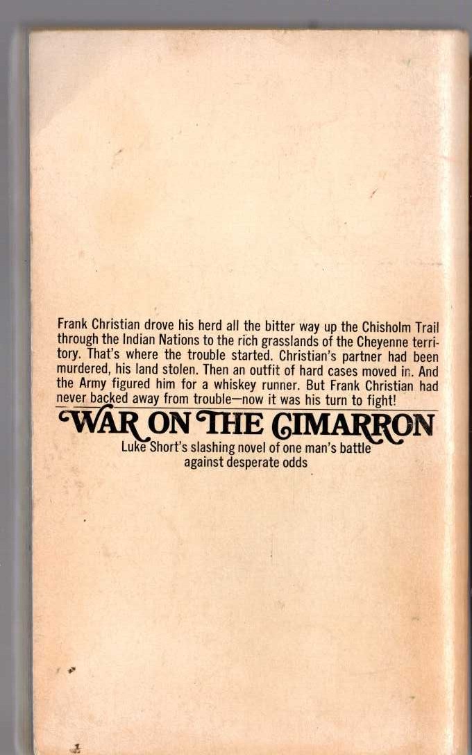 Luke Short  WAR ON THE CIMARRON magnified rear book cover image