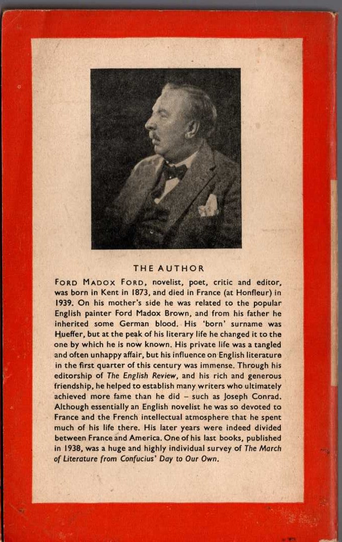 Ford Madox Ford  A MAN COULD STAND UP magnified rear book cover image