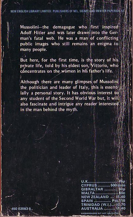 Vittorio Mussolini  MUSSOLINI. The tragic women in his life magnified rear book cover image