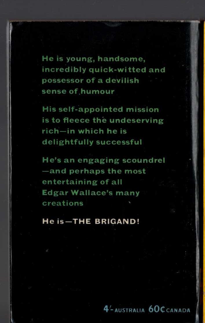 Edgar Wallace  THE BRIGAND magnified rear book cover image